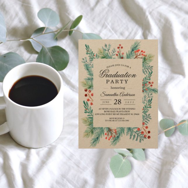 Krgorda Winter Leaf Frame Greenery Convite (Criador carregado)