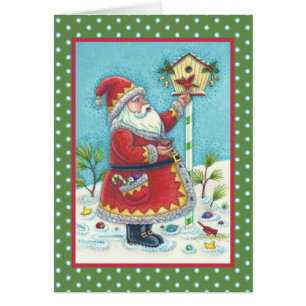 KRIS KRINGLE E CARDINHA CHRISTMAS GREETING CARTÃO