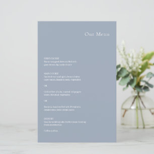 Kristin Dusty Blue Modern Wedn Menu