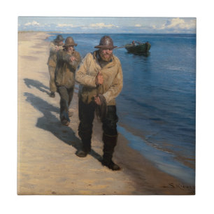 Kroyer - Três pescadores puxando um barco