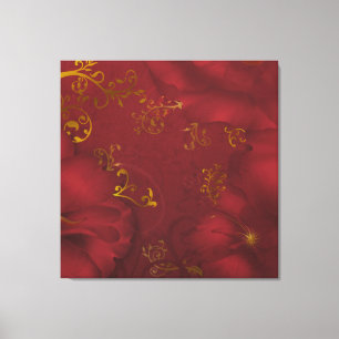KRW Bordeaux Fantasy Canvas de Arte Floral