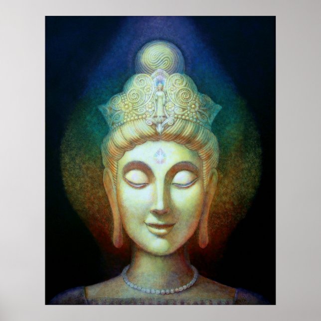 Kuan Yin Rainbow Aura Deusa Espiritual Poster (Frente)