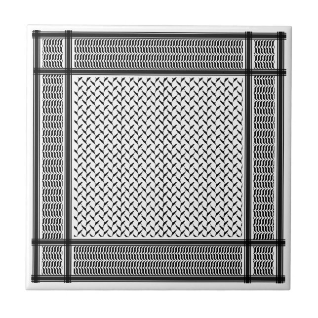 kuffiya, preto e branco, da Jordânia palestiniana (Frente)