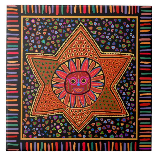 Kuna Indian Del Sol Azulejo (Frente)