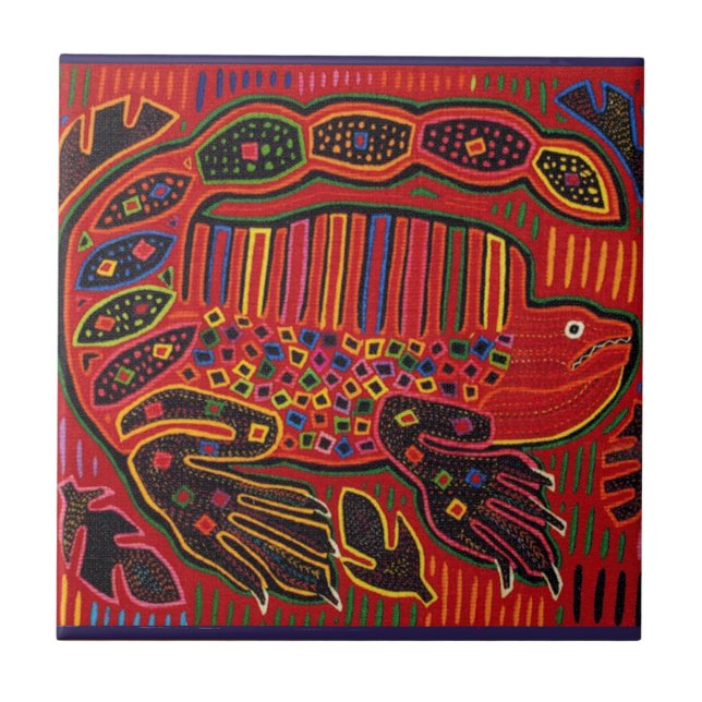 Kuna Indian Iguana Mola (Frente)