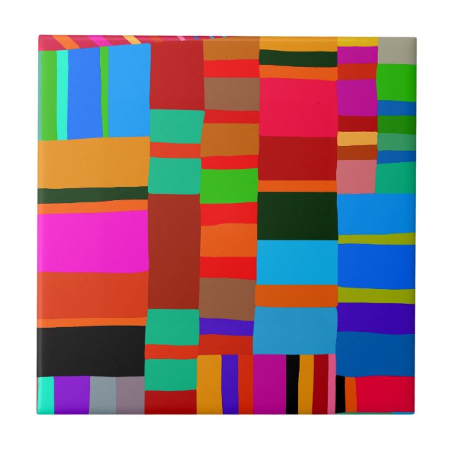 Kuna Indian Mola Fola Art - Vermelho Azul - Laranj (Frente)