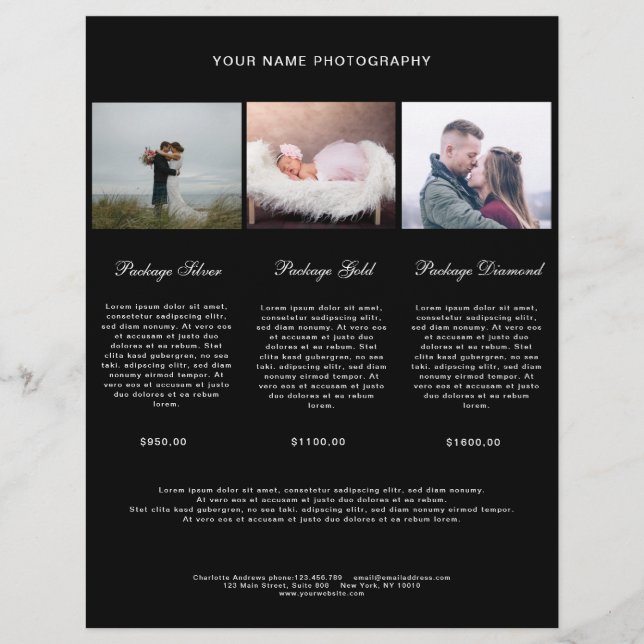 Kundenspezifisch Modern Simpel Foto Preisliste (Frente)