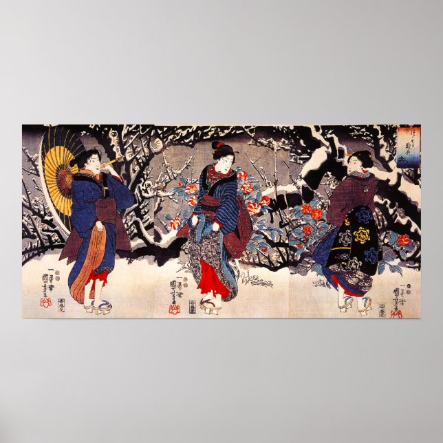 Kuniyoshi Três Mulheres Poster (Frente)