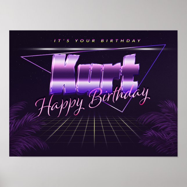 Kurt Name Vorname lila retro Poster Geburtstag (Frente)