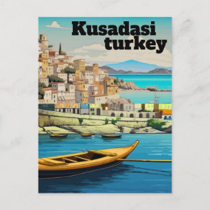 Kusadasi Turquia Arte de Cartão Postal de Viagem, 