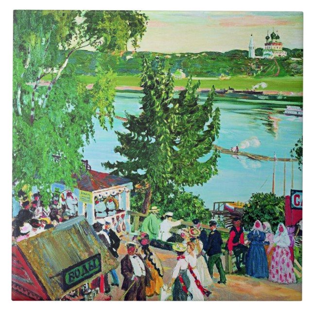 Kustodiev - Promenade along the Volga, (Frente)
