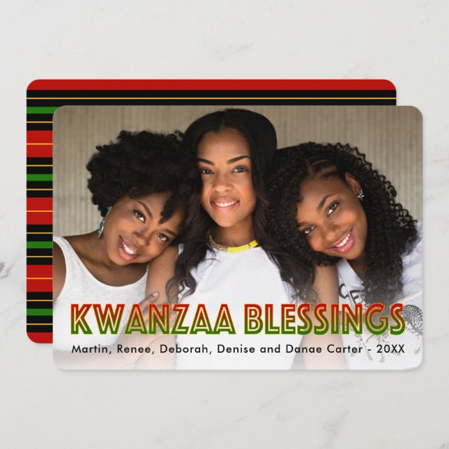 Kwanzaa Blessings | Cartão de Férias Fotográficas (Frente/Verso)