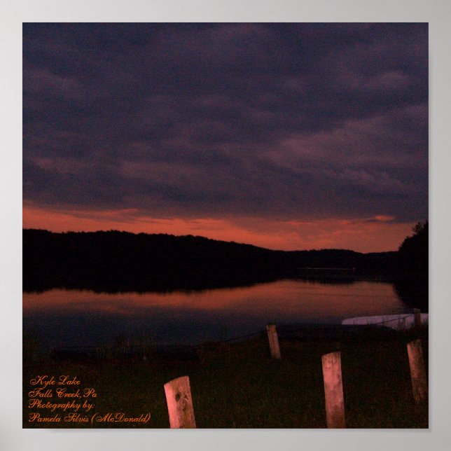 Kyle Lake, Falls Creek, Pa, Poster sunset (Frente)