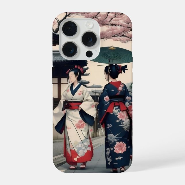 Kyoto Kimono Spring Walk iPhone Case (Verso)