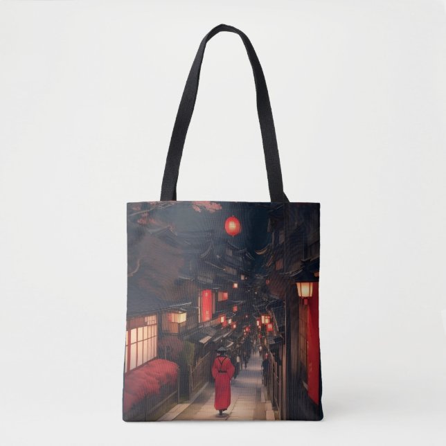 Kyoto Night Lantern Walk Tote Bag (Frente)
