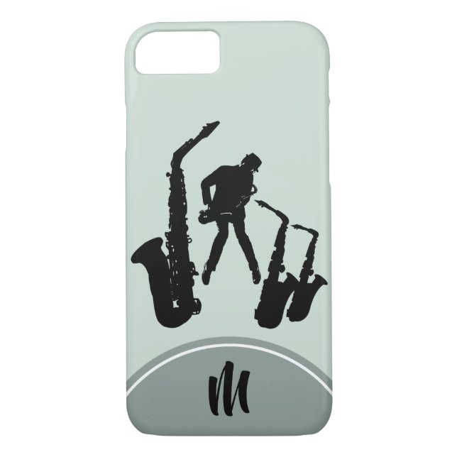 L2 Jazz Sax Black Saxophonist capas de iphone mono (Verso)