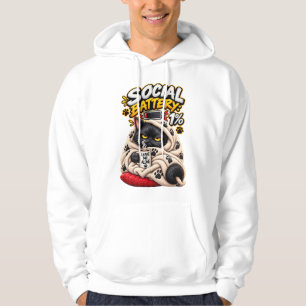 L capuz Social Battery 1% – Camiseta Gato Preto En