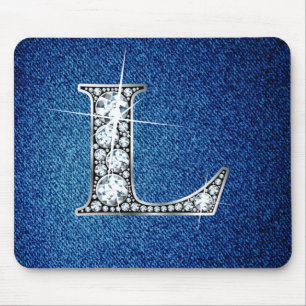 L Faux-"Diamond Bling" em Denim Mousepad