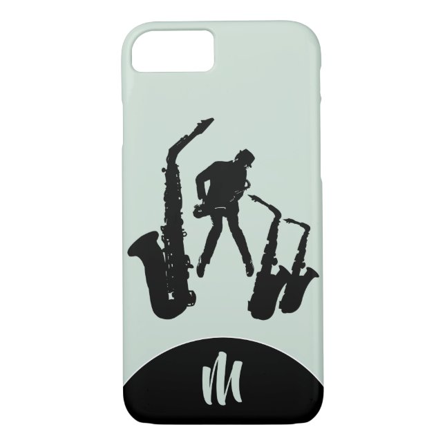 L Jazz Sax Black Saxophonist Capas de iphone monog (Verso)