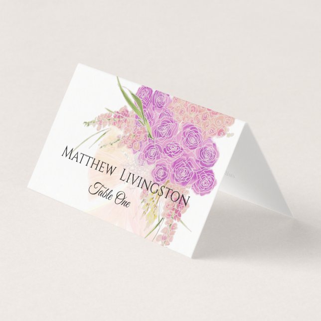 La Boca Rosa blush bow Bouquet Table Number Place (Frente)