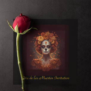 La Catrina Marigold Dia de los Muertos Caveira de
