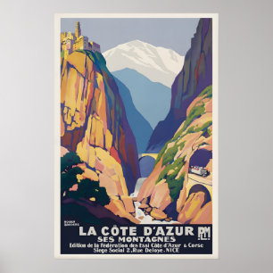 La Cote D Azur Cartaz de Viagem Vintage Impressão