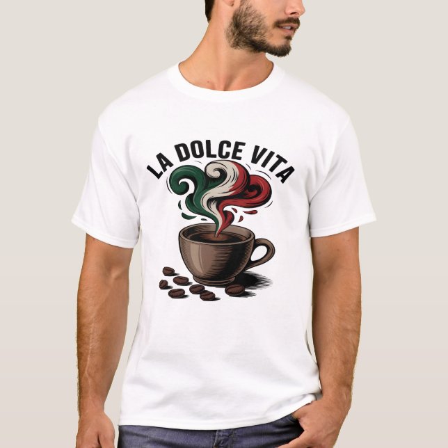 La Dolce Vita - Camisa De Arte Do Café Italiano (Frente)