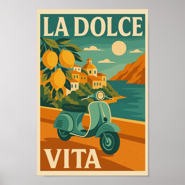 La Dolce Vita - Poster de viagens costeiro italian (Frente)