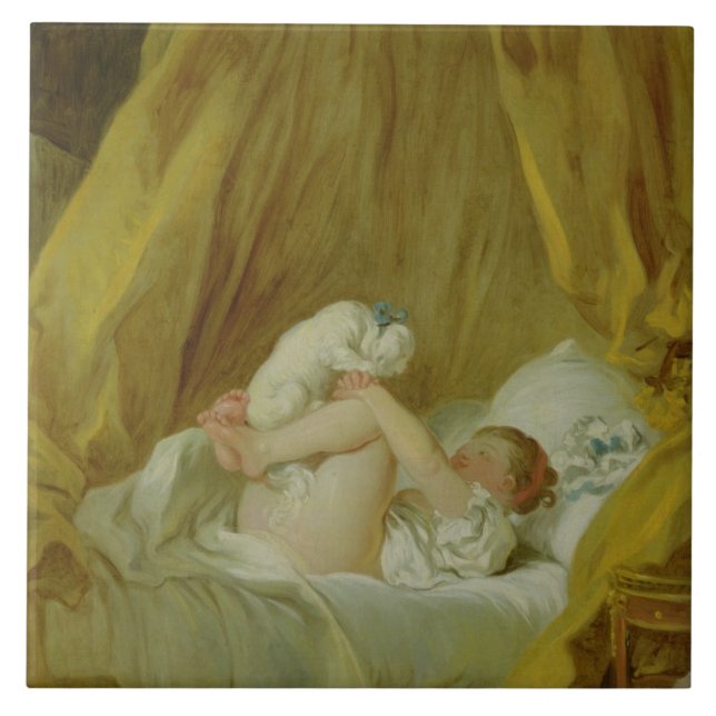 "La Gimblette", menina com um cão, c.1770 (óleo no (Frente)