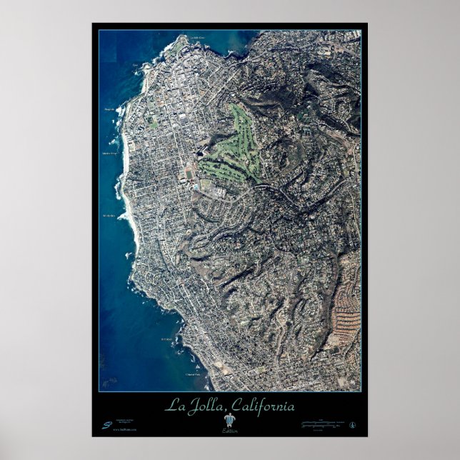 La Jolla, mapa de impressão de poster satélite da  (Frente)