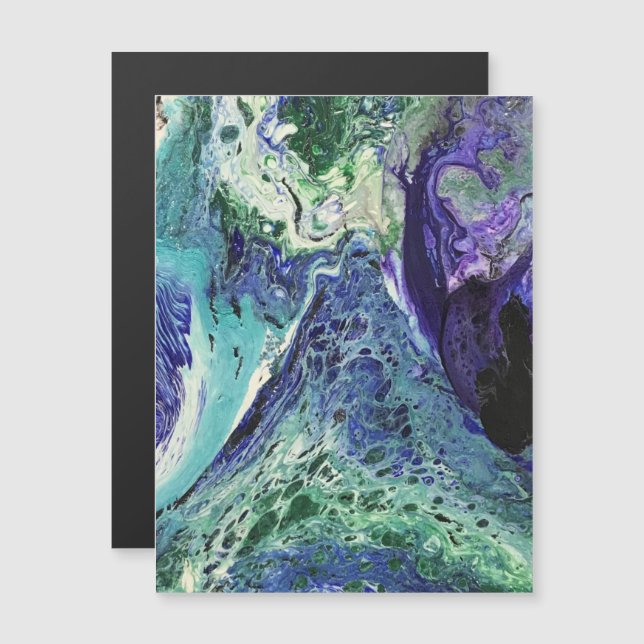 La Laguna nº 1 pintura em azul, teal, branco (Frente/Verso)