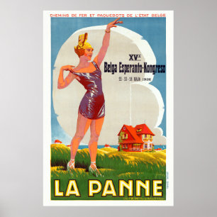 La Panne Belgium Poster vintage 1926
