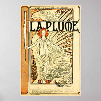 La Plume 1898 IMPRESSÃO DE CARTAZ A5-A1 Alphonse M
