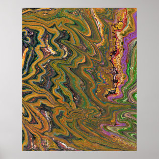 La Strada 2 Green Dourada Poster de Abstrato