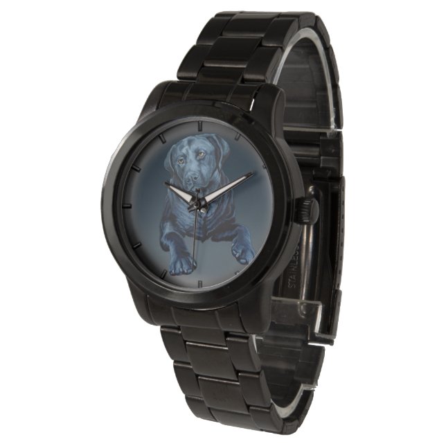 Lab Preto Relógio Labrador Retriever Wristwatch (Angular)