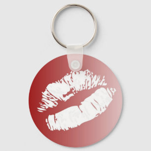 Lábios branco vermelho beijo chaveiro