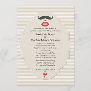 Lábios De Bigode De 5" x 7" Convite De Casamento R