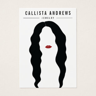 Lábios de Cabelo Preto Moderno Menina Vestindo Ca