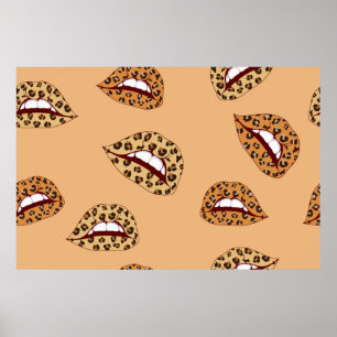 Lábios de impressão leopardo com padrão uniforme,