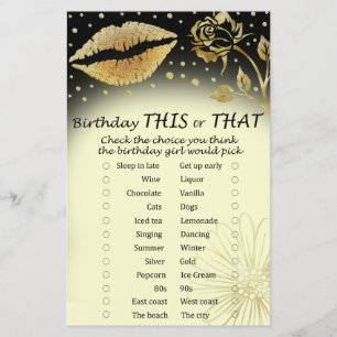 Lábios Dourados Aniversário este ou aquele jogo