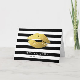 Lábios Dourados Cartões de agradecimentos Black Wh