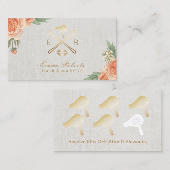 Lábios Dourados do maquilhador do cartão da (Frente/Verso)