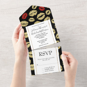 Lábios Dourados vermelhos beijam casamento chic ro