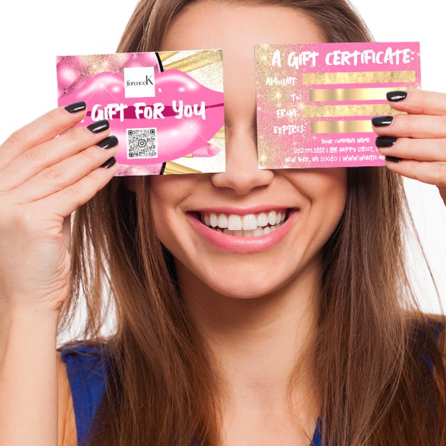 Lábios Glam Makeup Artist Studio Logo QR 100 Peças (Golden Innovations Await)