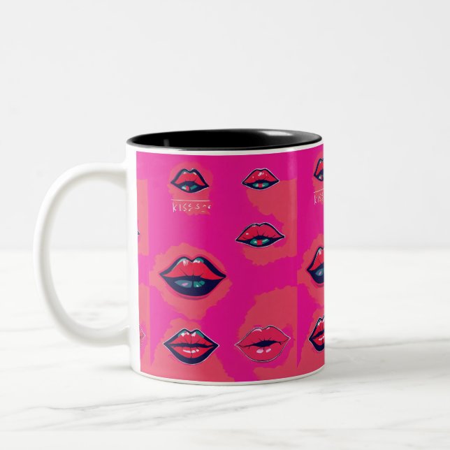 Lábios Kiss Impressão Mug - Caneca romântica para  (Esquerda)