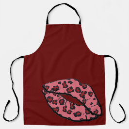 Lábios Maroon Leppard Cozinha Apron