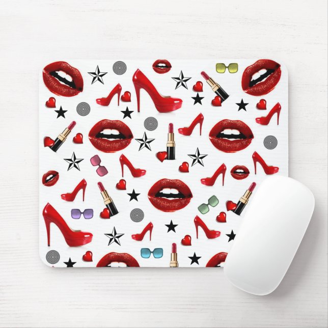 Lábios Red Lipstick Heels Mouse Pad! Mousepad (Com mouse)