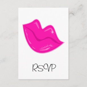 Lábios rosa Bonito de placa RSVP em branco