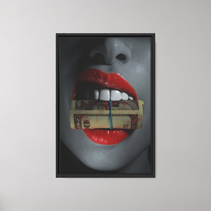 Lábios vermelhos com arte de parede de Canvas mold