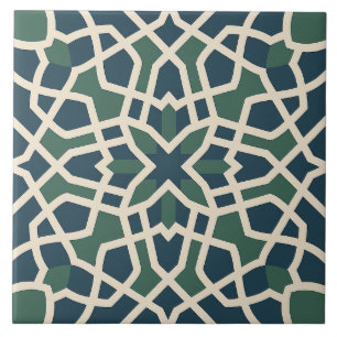 Labirinto Andaluz: Azulejo de Geometria Verde e Az